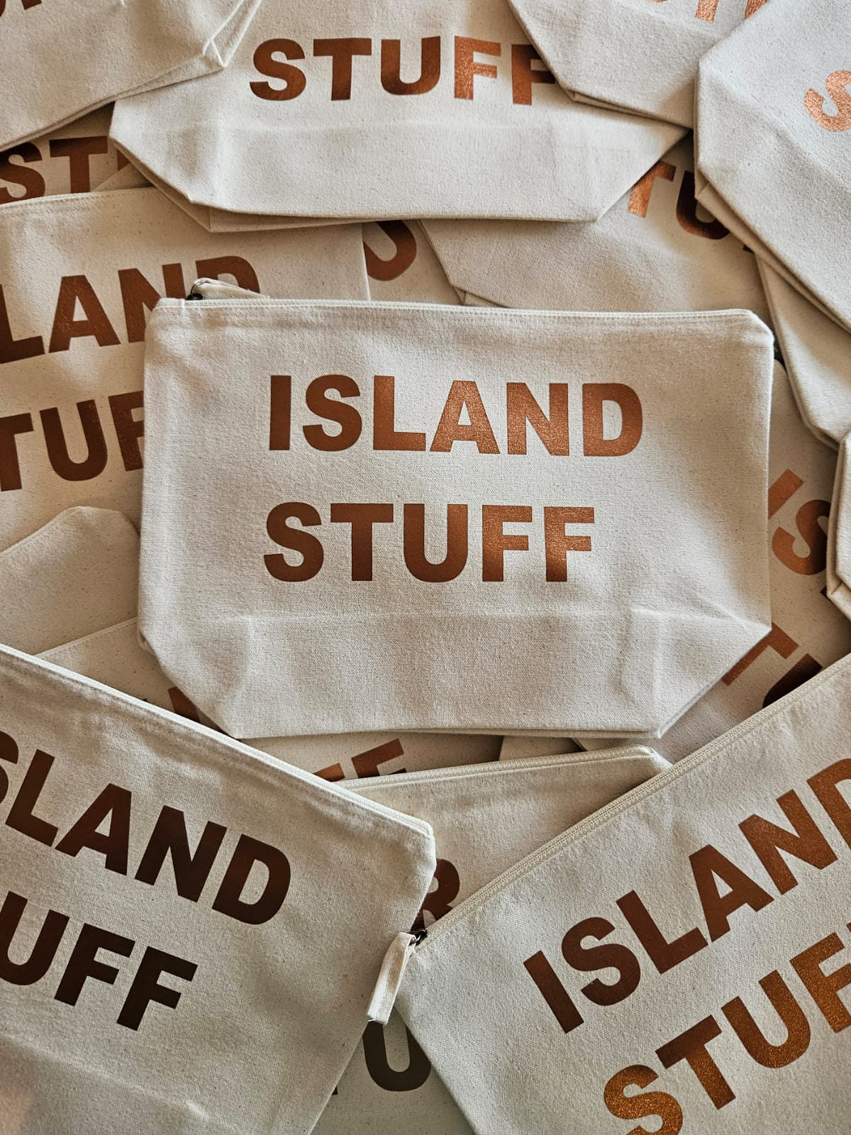 PERSONALISED LARGE NATURAL RECYCLED CANVAS POUCH BRONZE PRINT