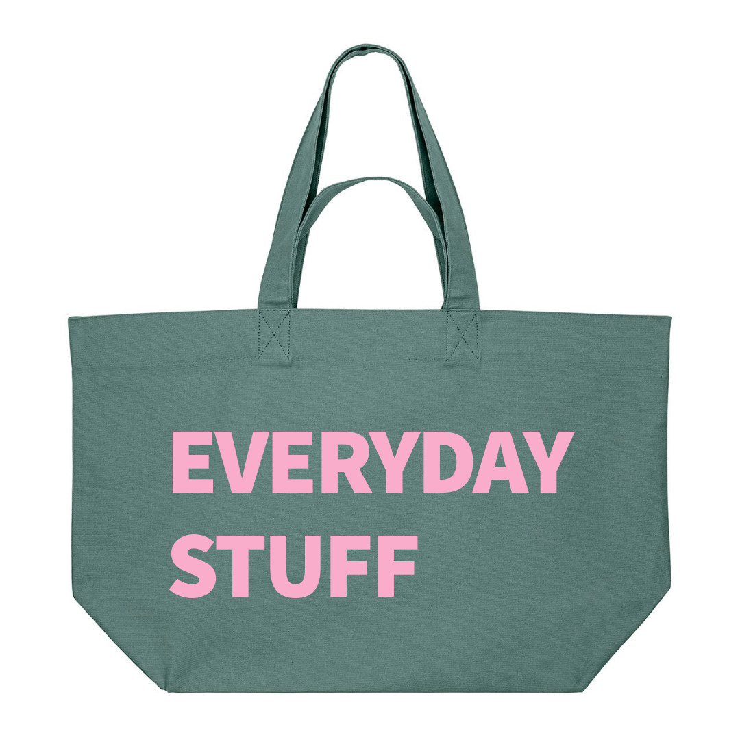 PREMIUM GREEN TOTE BAG WITH BABY PINK PRINT