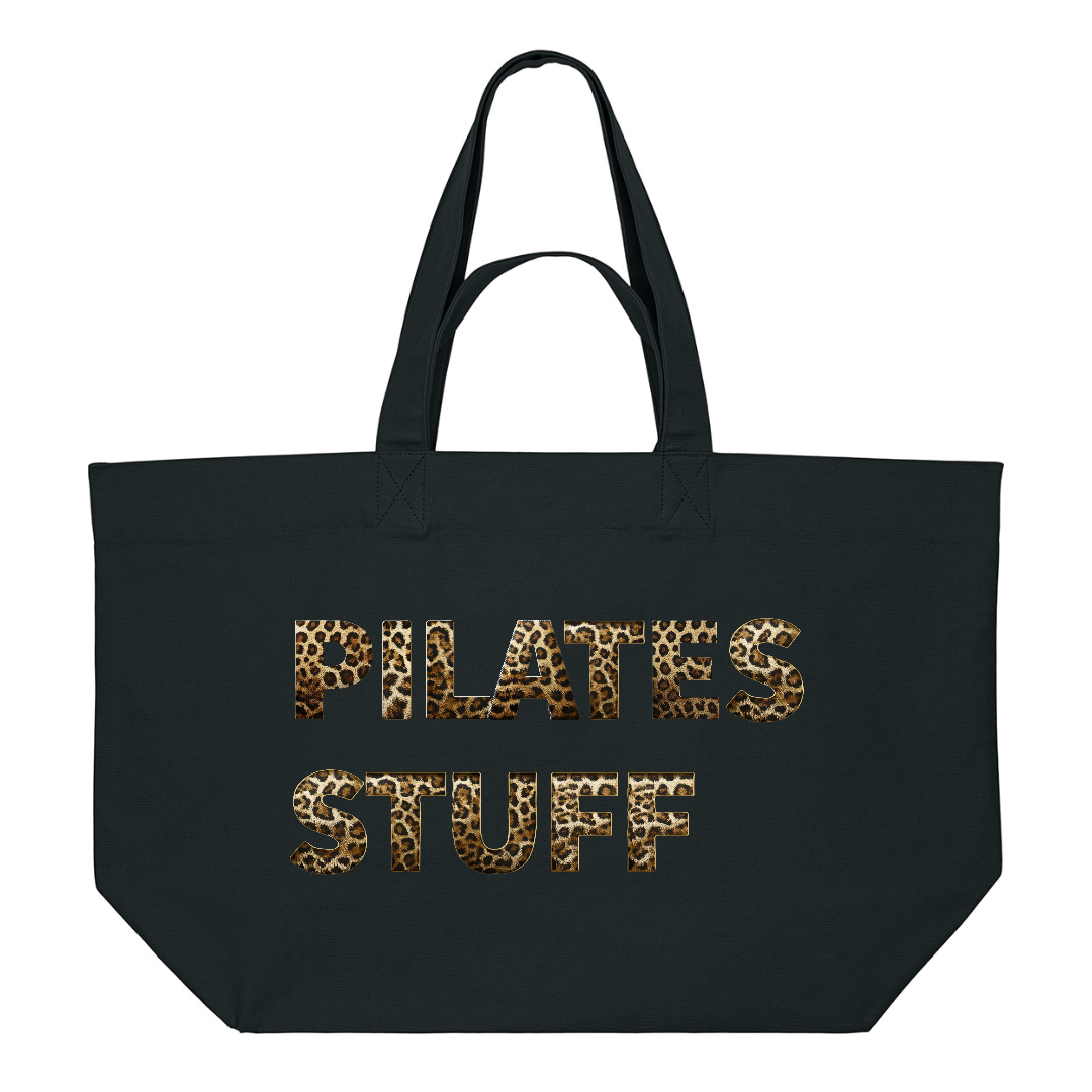 PREMIUM BLACK TOTE BAG WITH LEOPARD PRINT