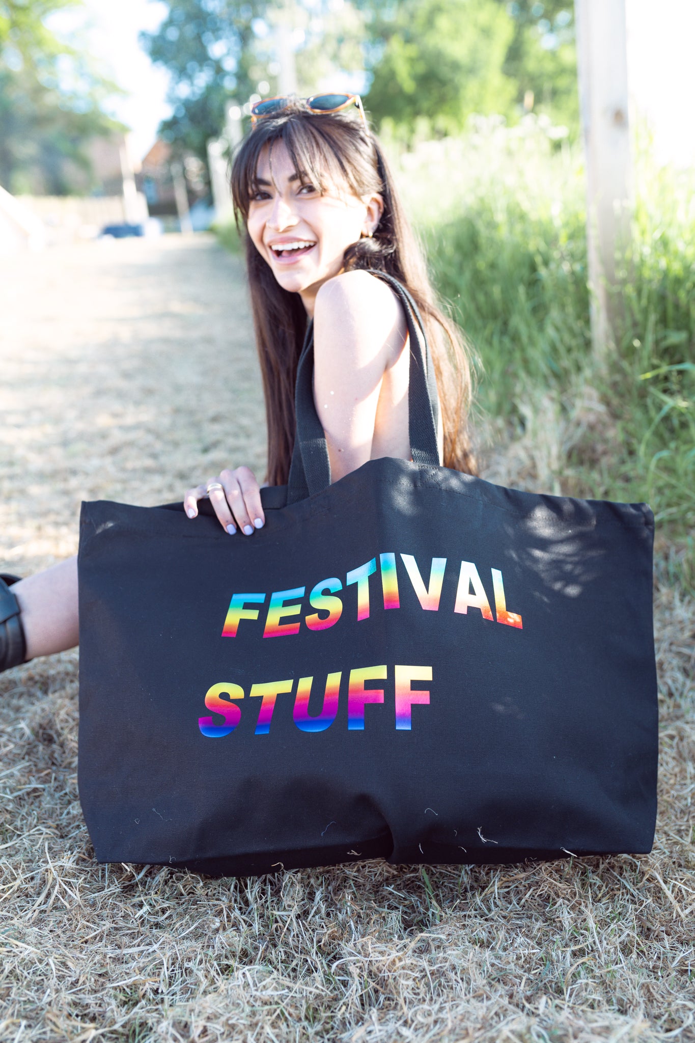PERSONALISED RAINBOW PRINT EXTRA LARGE TOTE BAG