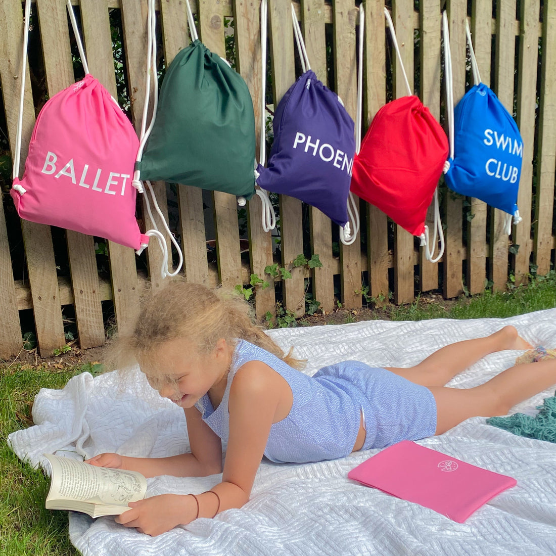 Personalised waterproof PE bag with hidden pocket for school bag organisation