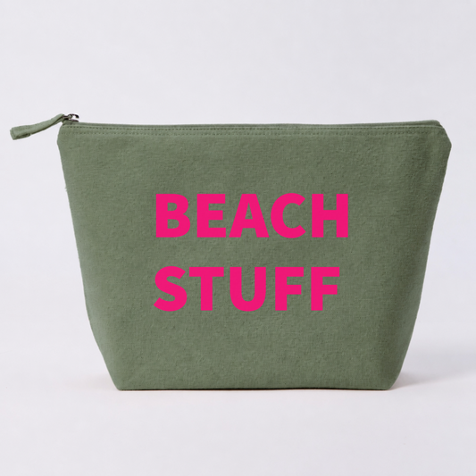PERSONALISED LARGE GREEN RECYCLED CANVAS POUCH