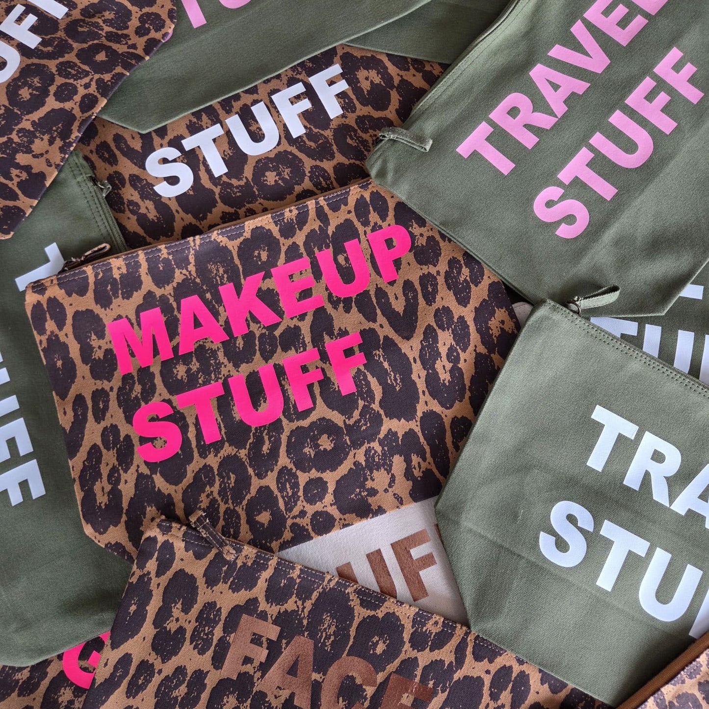 PERSONALISED LARGE LEOPARD RECYCLED CANVAS POUCH