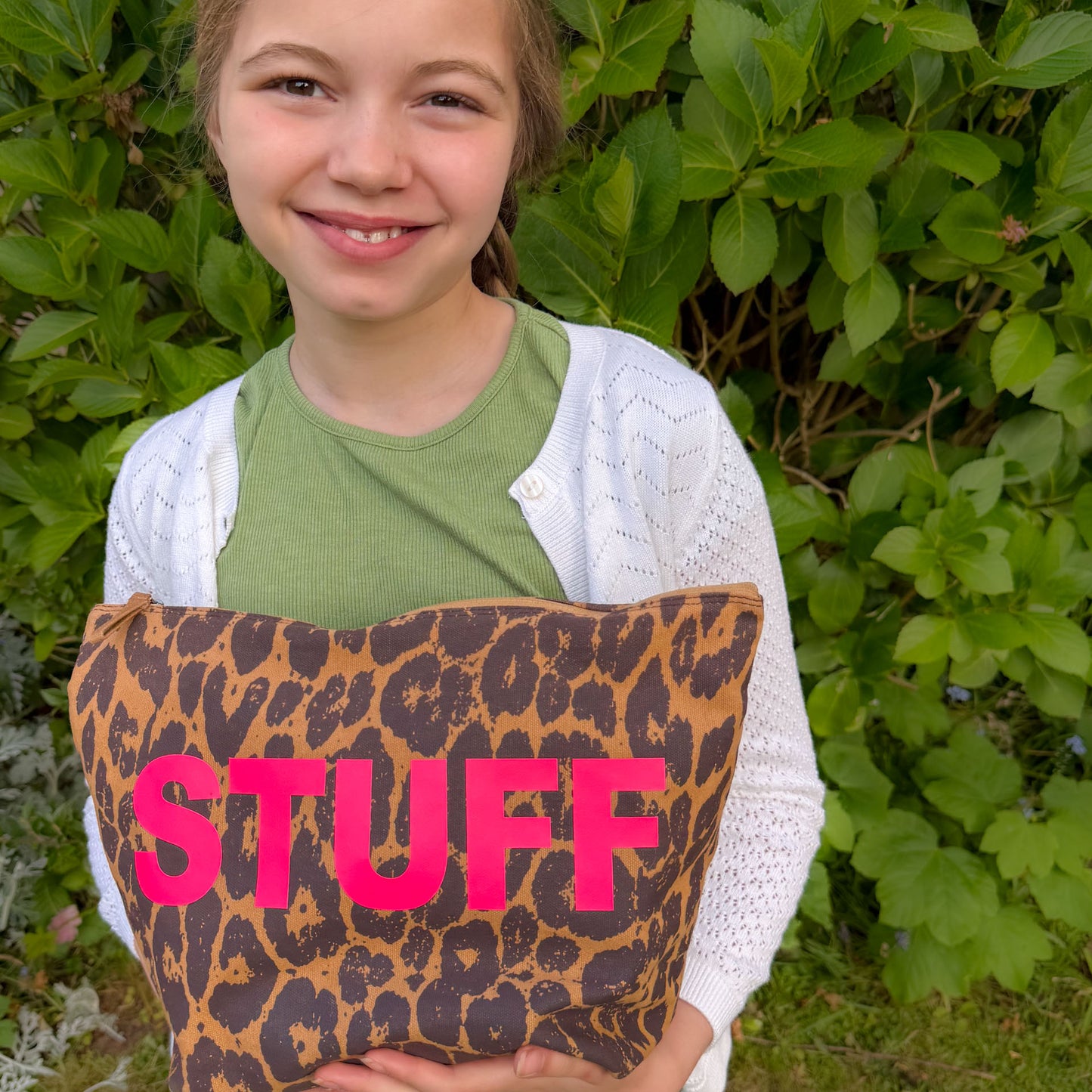 PERSONALISED LARGE LEOPARD RECYCLED CANVAS POUCH