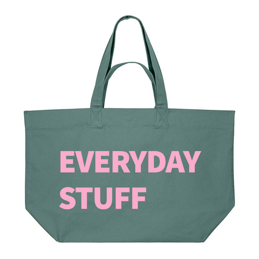 PREMIUM GREEN TOTE BAG WITH BABY PINK PRINT