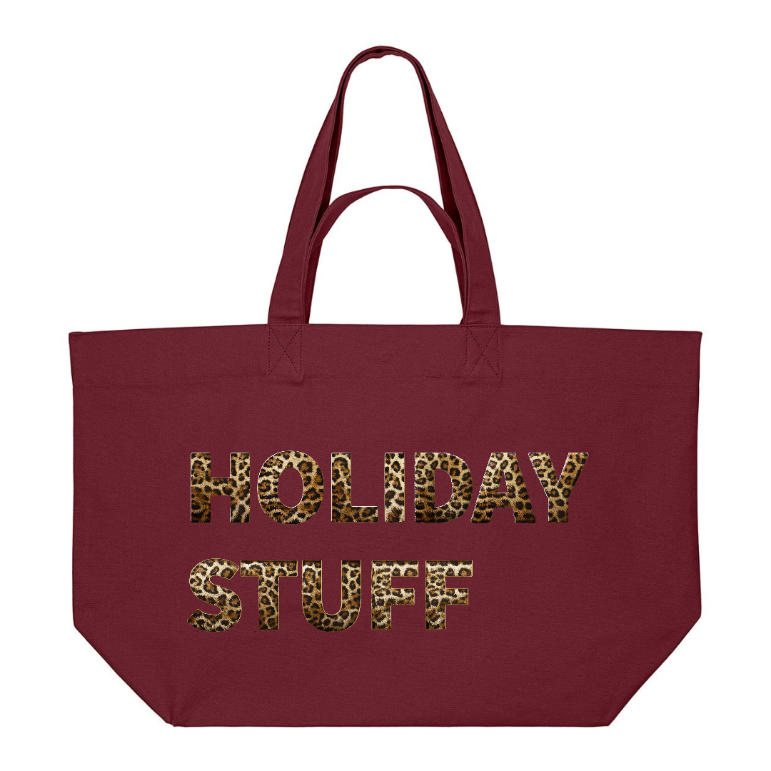 PREMIUM BURGUNDY TOTE BAG WITH LEOPARD PRINT