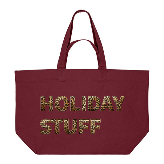 PREMIUM BURGUNDY TOTE BAG WITH LEOPARD PRINT
