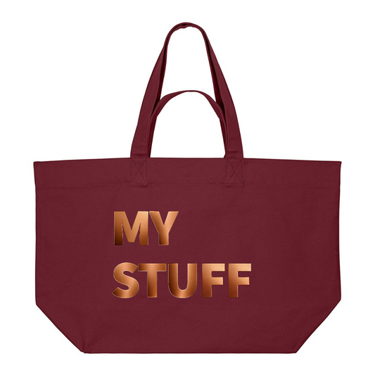 PREMIUM BURGUNDY TOTE BAG WITH BRONZE PRINT
