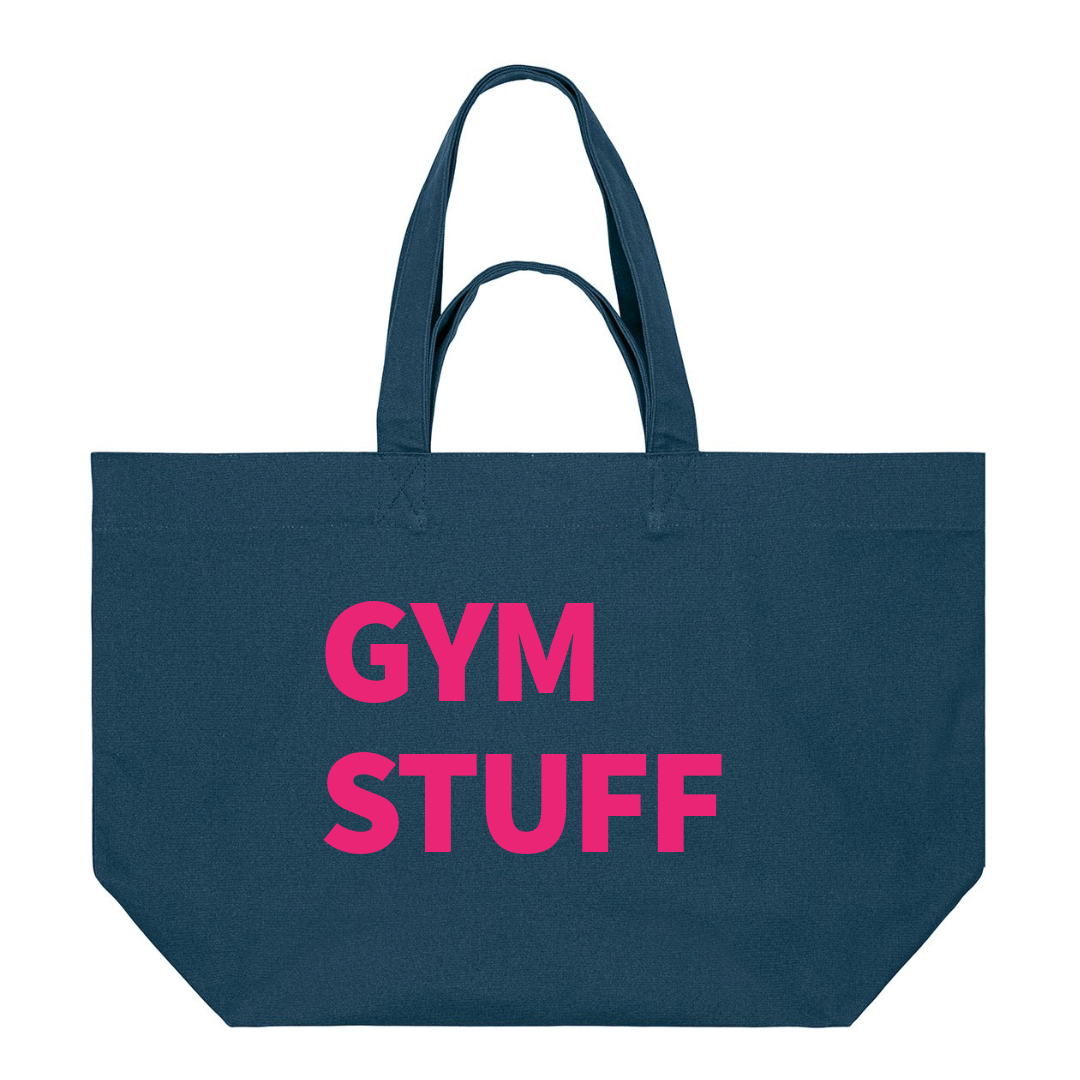 PREMIUM AIRFORCE BLUE TOTE BAG WITH NEON PINK PRINT