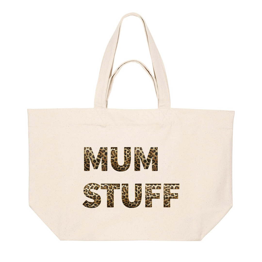 PREMIUM NATURAL TOTE BAG WITH LEOPARD PRINT