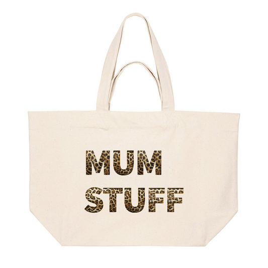 PREMIUM NATURAL TOTE BAG WITH LEOPARD PRINT