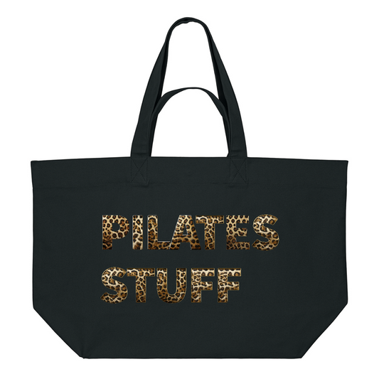 PREMIUM BLACK TOTE BAG WITH LEOPARD PRINT