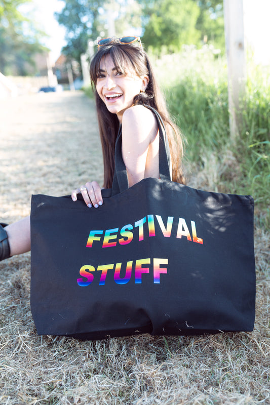 PERSONALISED RAINBOW PRINT EXTRA LARGE TOTE BAG