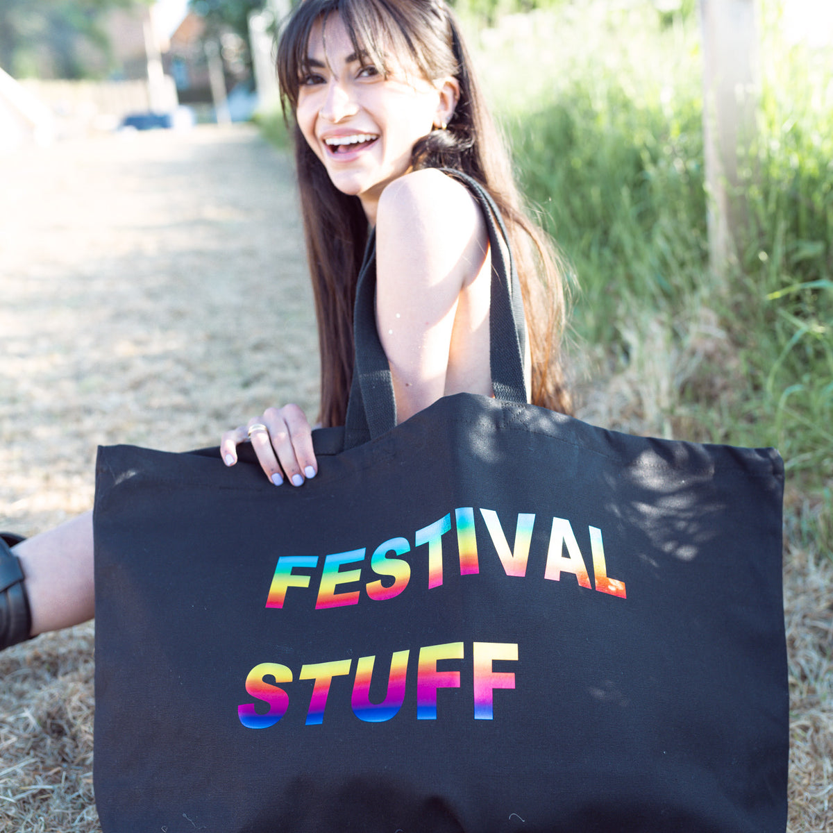 PERSONALISED BLACK EXTRA LARGE TOTE BAG
