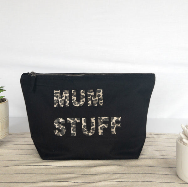 PERSONALISED LARGE BLACK RECYCLED CANVAS POUCH