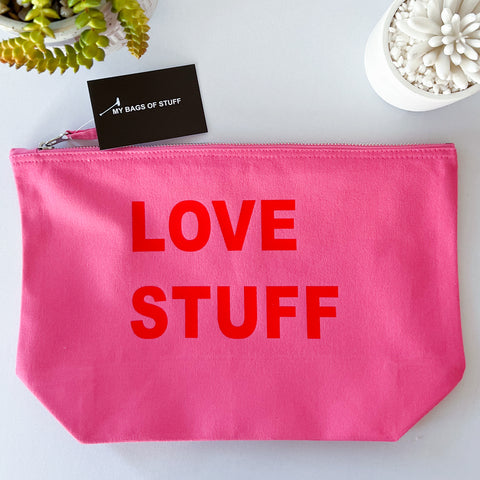 PERSONALISED LARGE PINK CANVAS POUCH
