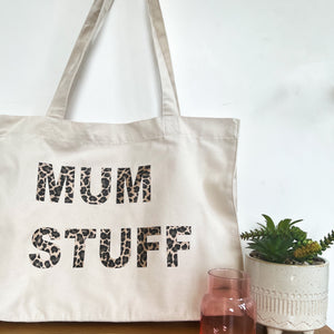 PERSONALISED NATURAL TOTE WITH LEOPARD PRINT