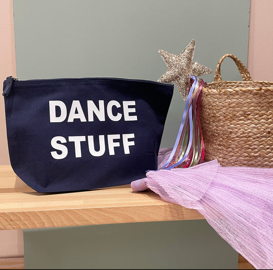 Personalised large navy canvas pouch with custom text